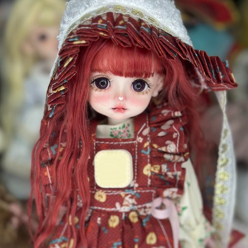 28cm Höhe Hübsches Mädchen Puppe Lange Rot Haar Perücke Lifelike Make-up Fertig - Bild 3 von 4