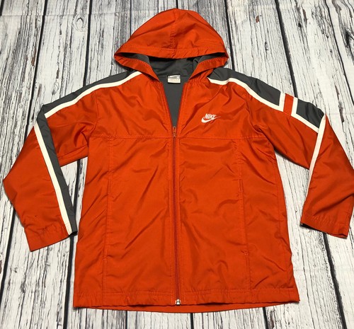 Vintage Y2K Nike Youth Medium Rain Windbreaker Orange Full Zip Jacket Gray Tag - Picture 1 of 8