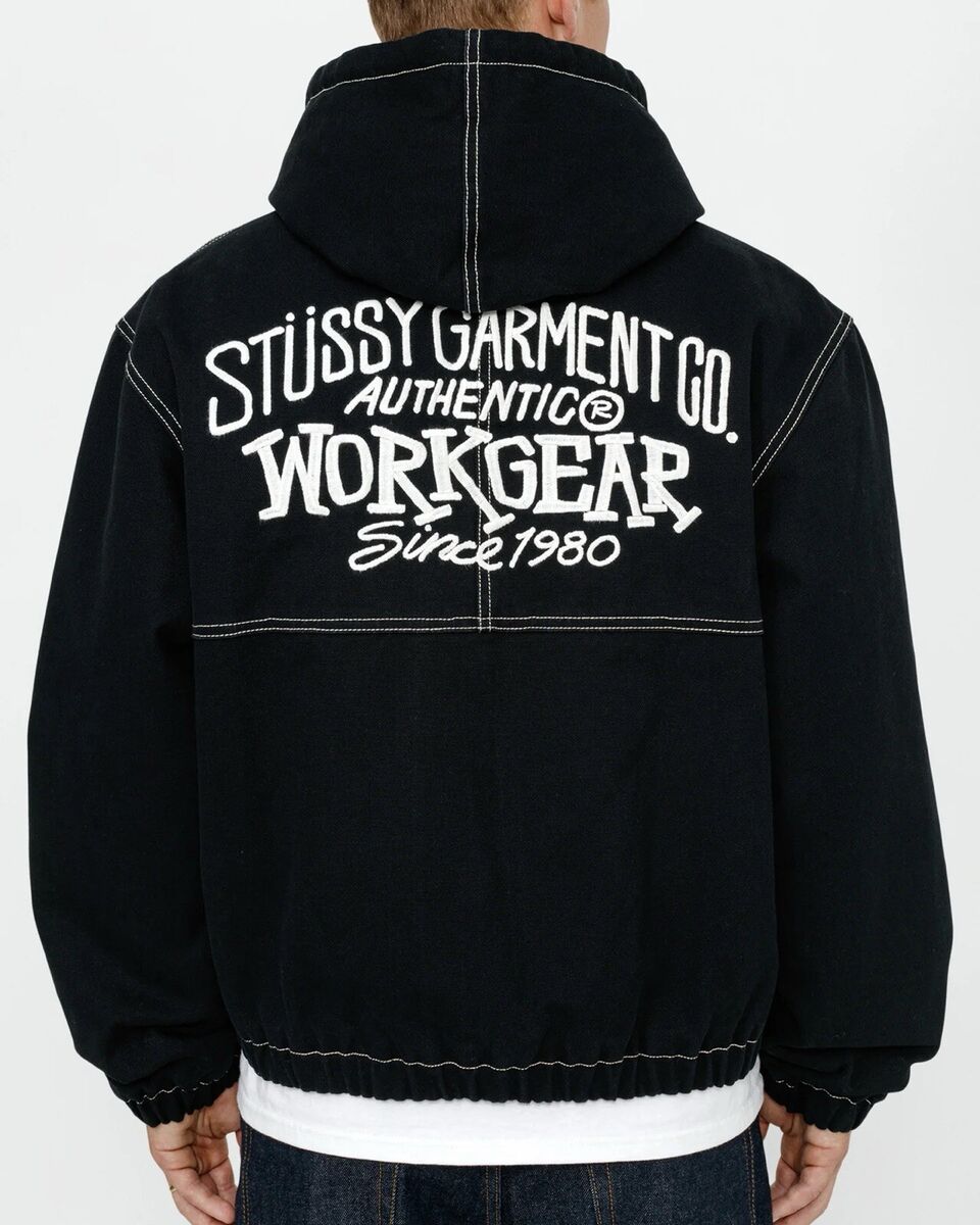 Stussy Unisex WORK JACKET CONTRAST STITCH In Black Size XS Stussy Unisex WORK JACKET CONTRAST STITCH In Black Size XS