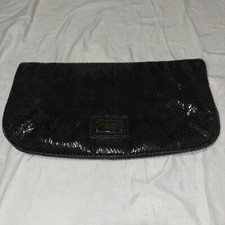 Nine West Shiny Black Faux Snakeskin Extreme Exotics Large Clutch Bag
