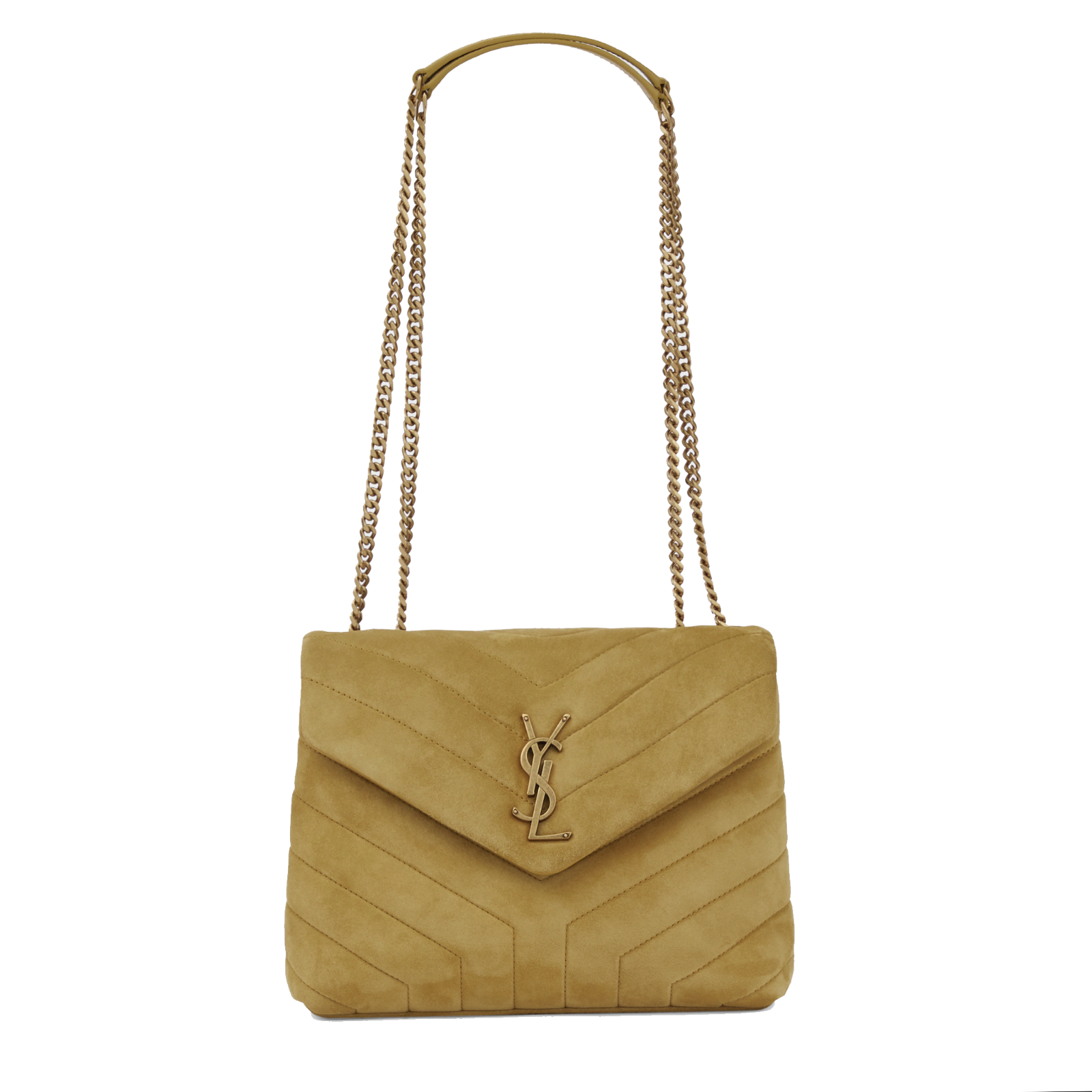 Nuova autentica borsa a tracolla Saint Laurent piccola monogramma Loulou trapuntata in pelle scamosciata