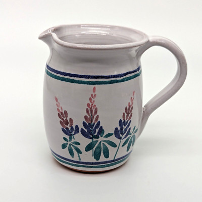 Pottery Pitcher 12oz Lupine Flowers Cream Milk Syrup Sauces Columbia Falls Maine