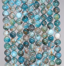 6MM WHITE BLUE APATITE GEMSTONE ROUND LOOSE BEADS 15.5"