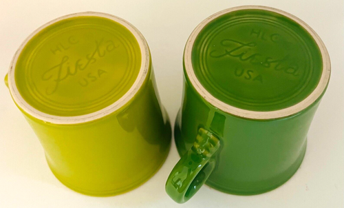 Vintage Fiesta Ware - Set of 2 Mugs - Chartreuse & Lime Green - Made in the USA - Picture 5 of 5