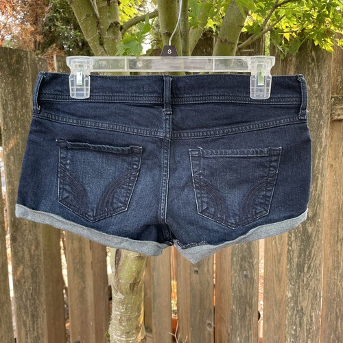 Hollister Cuffed Low Rise Short Shorts Dark Wash Blue Denim Jean Shorts 5 / 27W - Imagen 2 de 14