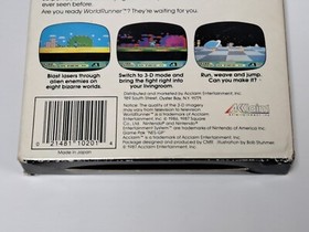 The 3-D Battles of WorldRunner NES Game Cartridge, manual, Original Box