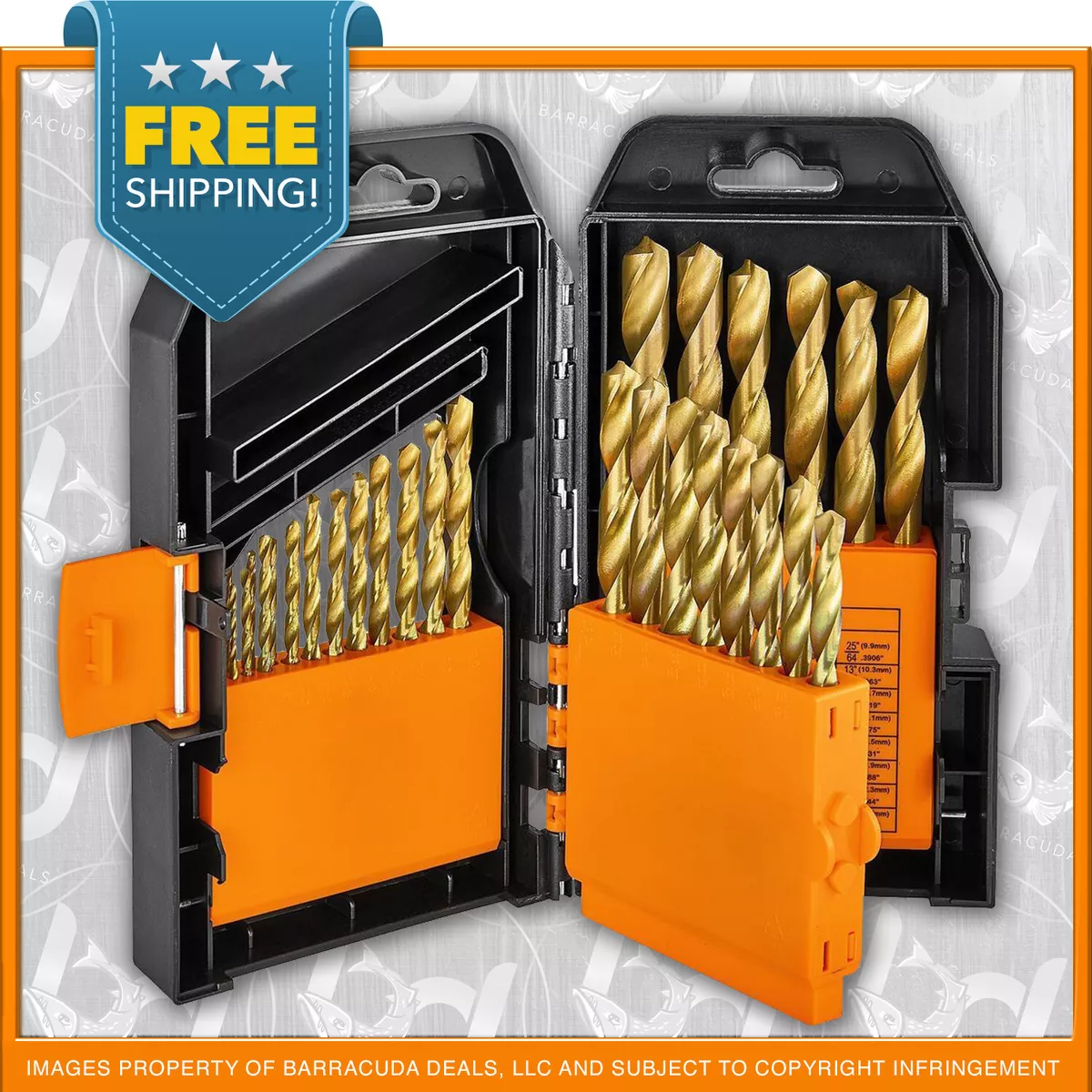 Warrior 29 Piece Titanium Index Drill Bit Set for METAL WOOD PLASTIC w CASE
