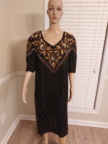 Carina Black And Gold Sequin Dress Size 2X