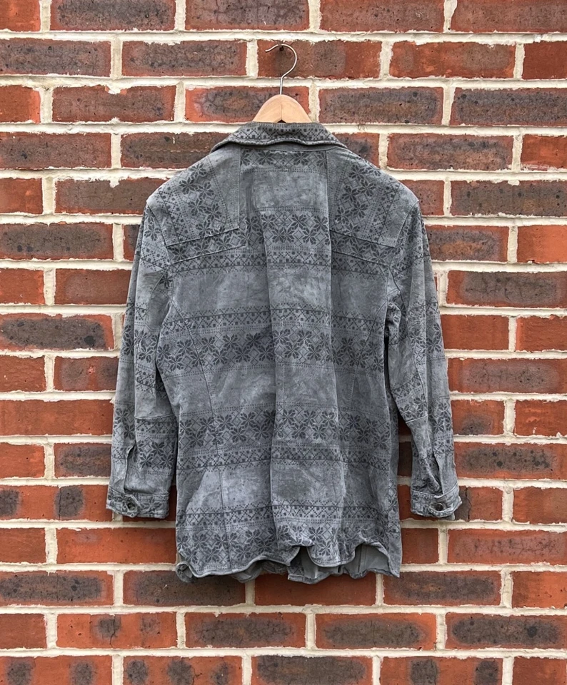 All Saints Mens OSLO 3/4 Suede Nordic Shirt Large Leather Moto Biker AllSaints - Image 2 of 4