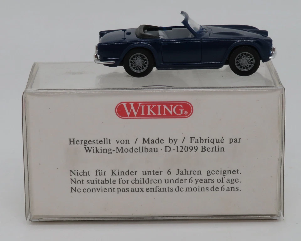 rare MICRO WIKING HO 1/87 TRIUMPH TR4 BLEU FONCE #8150122 IN BOX - Photo 3/4