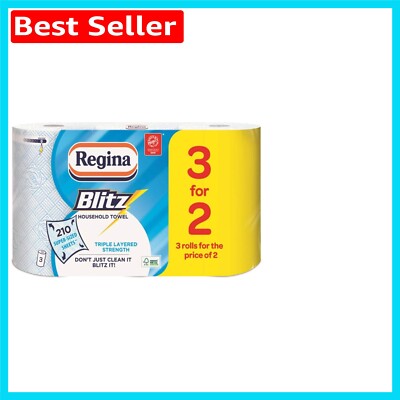 Blitz 3-lagige Küchenrollen - 12er Pack, fusselfrei & ideal für jede Reinigungsaufgabe