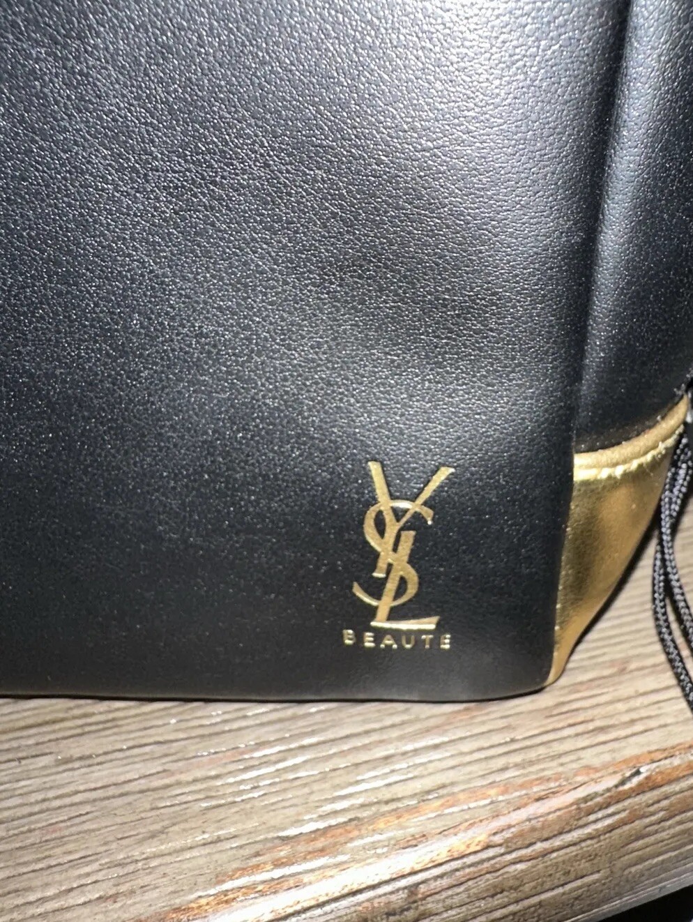 Borsa cosmetica trucco Yves Saint Laurent Beaute YSL oro nero custodia frizione!