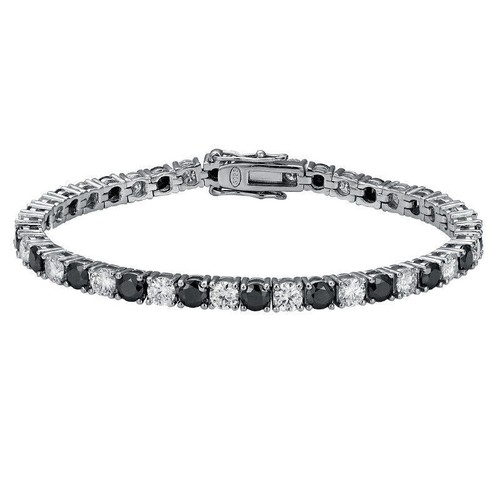 Tennisarmband 4 mm rund rot/weiß/schwarz VVS1/D Moissanit 925 Sterlingsilber - Bild 10 von 10