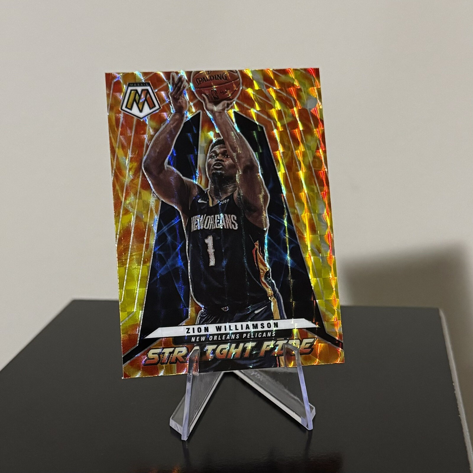 2021-22 Panini Mosaic Straight Fire Prizm #15 Zion Williamson Pelicans