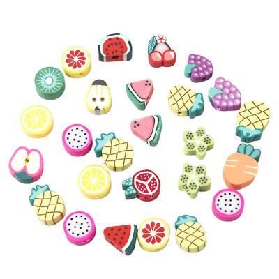 100x Multi Farben Polymer Ton Perlen Obst Zwischenring Perlen DIY Schmuck Fundstücke