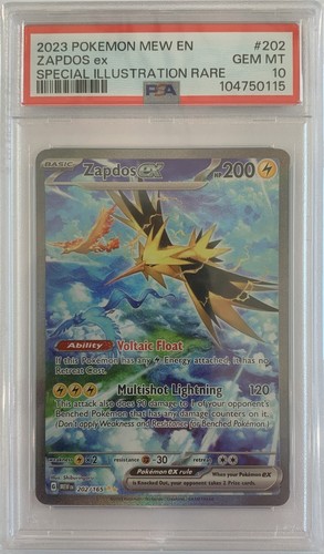 Zapdos ex 202/165 Pokemon 151 Special Illustration Rare PSA GEM MT 10