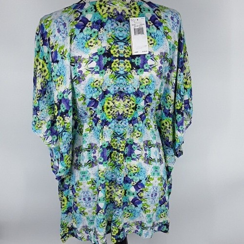Michael Kors Swim Cover Up Womens Size XS Blue Floral Beach Vacation Swimwear - Picture 5 of 7