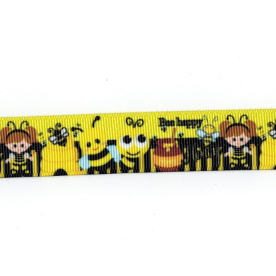 BUMBLE BEE BEE HAPPY CARTOON 7/8'' Grosgrain Ribbon 1,3,5,10 Yard SHIP FROM US