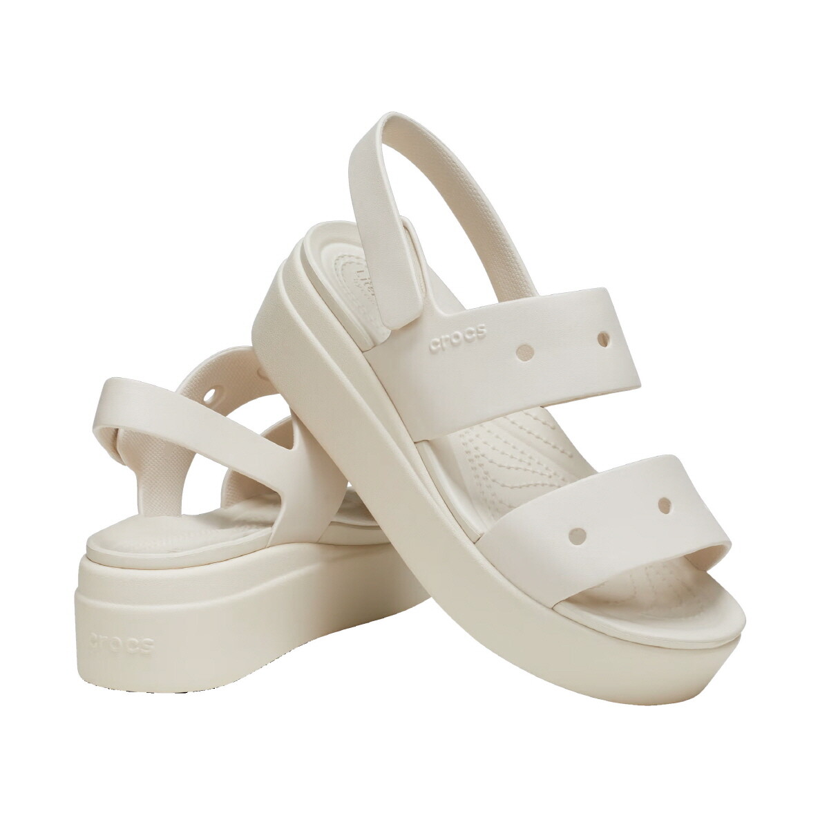New Womens CROCS BROOKLYN 4U WEDGE SANDAL STUCCO 210676-160