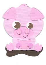 PREMADE SCRAPBOOK PAPER PIECING FOR LAYOUT-ALBUM-CARDS-CUTE ANIMAL-FARM-PIG