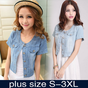 plus short sleeve denim jacket