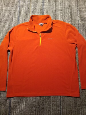 Eddie Bauer Polartec Fleece Pullover Burnt Orange 1/4 Zip Men's XL Outdoor 