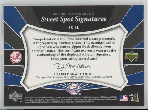 2004 Upper Deck Sweet Spot Signatures Red-Blue Stitch 17/45 Esteban Loaiza Auto - Picture 2 of 2