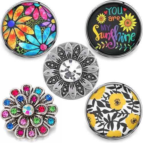 Sunflower Snap Jewelry Charm Button - 18MM/20MM Yellow Flower For Custom Necklaces, Bracelets, Keychains - View #12