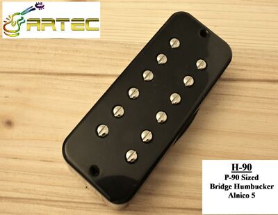 Artec SHA66C Alnico 5 Splendor Humbucker Sized P-90 Single Coil Pickup Brug Element 8.8K voor Les Paul stijl Elektrische Gitaar, Chroom/Zwart