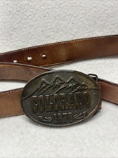 Colorado Mountain 1876 Commemorative 1975 Adezy Belt Buckle And Leather Belt VTG
