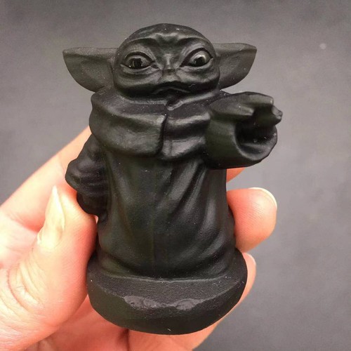 Natural Obsidian Crystal Quartz Carved Not polished Yoda Healing Decorate 1PC - Picture 10 of 18