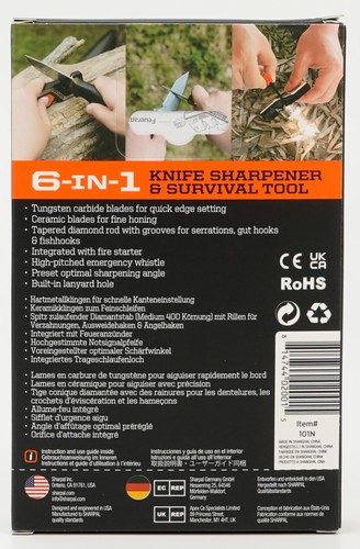 SHARPAL 6-In-1 Pocket Knife Sharpener&Survival Tool, with Fire Starter, Whistle - Picture 8 of 8