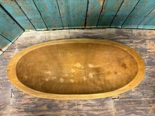 PRIMATIVE AMERICAN HAND HEWN OVAL VINTAGE NATURAL FINISH DOUGH BOWL 15” X 6.5”