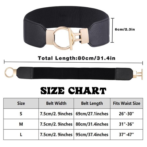 Women Leather Belt Stretch Wide Belt Dresses Belt Elastic Vintage Waist Belt ... - Picture 4 of 7