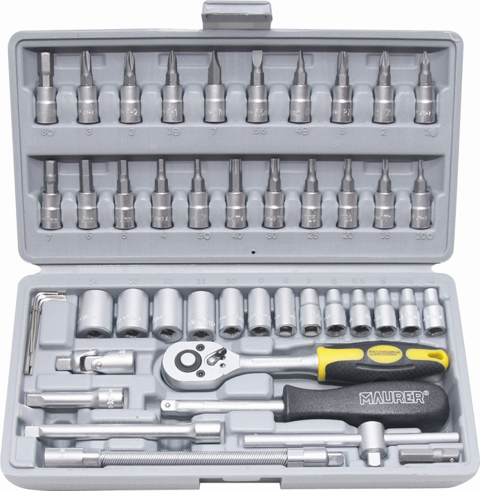 Maurer Kit Bussole 1/4 46pz - Serie Professionale Acciaio Satinato