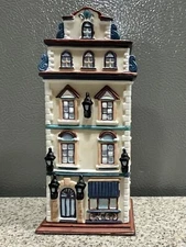 PartyLite P8274 Cafe Prague Tealight Candle Holder Hand Painted Porcelain w/Box