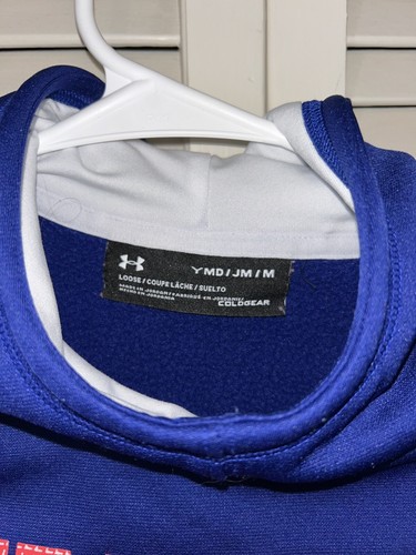 UNDER ARMOUR HOODIE HOODED SWEATSHIRT NAVY GIRLS YOUTH M COLD GEAR LOOSE FS - Picture 3 of 4