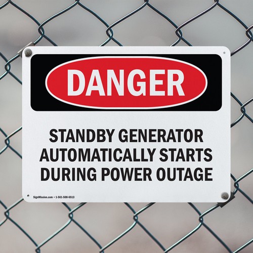 (2er-Pack) Standby-Generator startet automatisch während OSHA Gefahr Schild Aufkleber - Bild 5 von 21