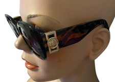 New Lanvin Big Squared Frame Mother Child Sunglasses Tiger Stripe Brown