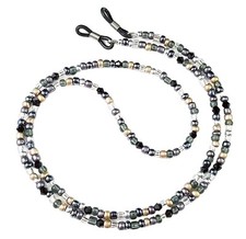 Grey Black Tan, Multi, Handmade Beaded Eyeglass Sunglass Chain Holder