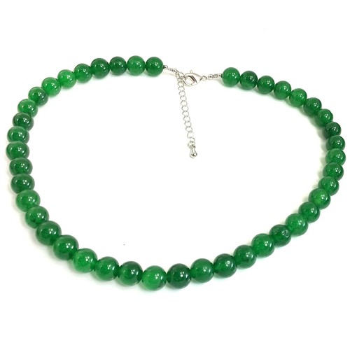 Collar con cuentas de piedras preciosas hecho a mano joyería redondo suave con broche de langosta plateada - Imagen 110 de 241