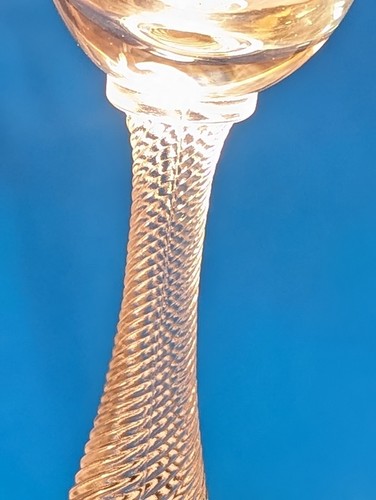 2 Vintage Antique Etched Crystal Wine Glasses Twist Stem Black Foot 7.75" - Picture 14 of 19