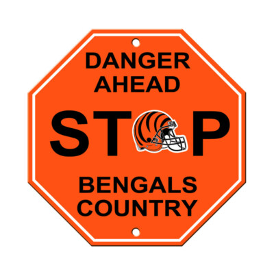 Cincinnati Bengals STOP Sign 12'' x 12'' Street Sign - Plastic STOP Sign