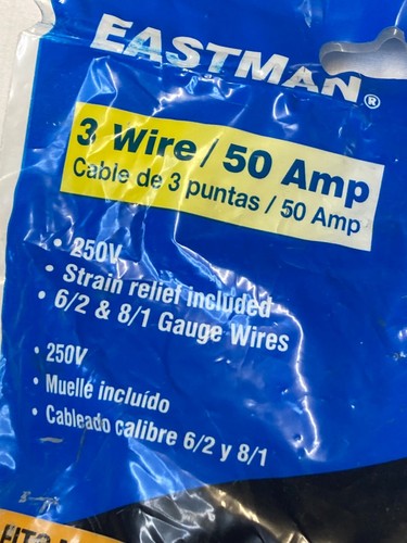 Eastman 5 Ft Electrical Range Cord 3 Wire/50 Amp 250V Fits most ranges #61242 - Picture 4 of 6