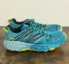 HOKA ONE ONE Speedgoat 4 Vibram Trail Running Shoes Blue Yellow 9.5