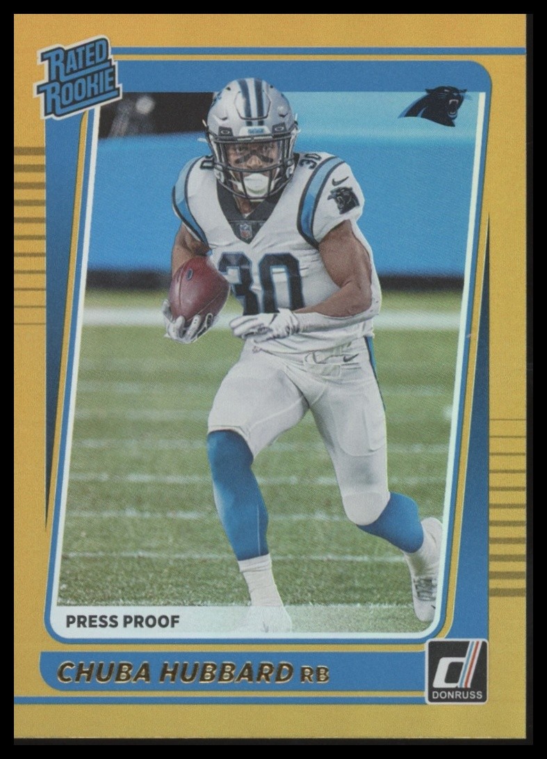 2021 Panini Donruss Chuba Hubbard RC Gold Press Proof Premium #287