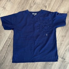 Grey's Anatomy by Barco Men's Scrub Top V-Neck Blue XL Medical Uniform Pocket