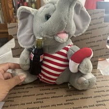 1993 COCA-COLA Stuffed Elephant in Swimsuit Plush Animal Toy 9" Vintage Coke