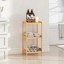 3 Tier Bamboo Bathroom Shelf - Towel Shelf for Bathroom Storage Organizer, Fr...
