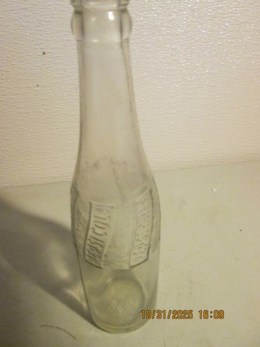 Vintage geprägte vertikale Welle Pepsi Cola Flasche Wirbelglas 50er Jahre Duraglas - Bild 1 von 5